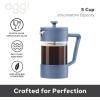 imageOggi Borosilicate Glass French Press Coffee Maker  34oz  8 Cup Capacity Coffee Press Single Serve Coffee Maker Stainless Steel Lid amp Plunger Make Great Coffee Gifts  GrayBlue