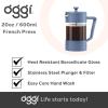 imageOggi Borosilicate Glass French Press Coffee Maker  34oz  8 Cup Capacity Coffee Press Single Serve Coffee Maker Stainless Steel Lid amp Plunger Make Great Coffee Gifts  GrayBlue
