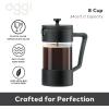 imageOggi Borosilicate Glass French Press Coffee Maker  34oz  8 Cup Capacity Coffee Press Single Serve Coffee Maker Stainless Steel Lid amp Plunger Make Great Coffee Gifts  GrayBlack