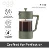 imageOggi Borosilicate Glass French Press Coffee Maker  34oz  8 Cup Capacity Coffee Press Single Serve Coffee Maker Stainless Steel Lid amp Plunger Make Great Coffee Gifts  GrayGreen