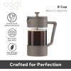 imageOggi Borosilicate Glass French Press Coffee Maker  34oz  8 Cup Capacity Coffee Press Single Serve Coffee Maker Stainless Steel Lid amp Plunger Make Great Coffee Gifts  GrayTaupe