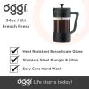 imageOggi Borosilicate Glass French Press Coffee Maker  34oz  8 Cup Capacity Coffee Press Single Serve Coffee Maker Stainless Steel Lid amp Plunger Make Great Coffee Gifts  GrayBlack