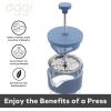 imageOggi Borosilicate Glass French Press Coffee Maker  34oz  8 Cup Capacity Coffee Press Single Serve Coffee Maker Stainless Steel Lid amp Plunger Make Great Coffee Gifts  GrayBlue