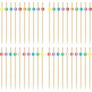 imageOGGI Wooden Cocktail Picks Sticks 50 pcs  Wooden Martini Picks with Colored Balls Reusable Metal Cocktail Skewers Martini Sticks for Olives Appetizers 425  11cm