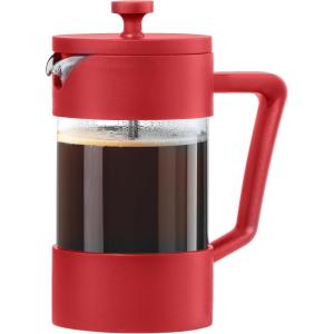 imageOggi Borosilicate Glass French Press Coffee Maker  34oz  8 Cup Capacity Coffee Press Single Serve Coffee Maker Stainless Steel Lid amp Plunger Make Great Coffee Gifts  GrayRed