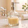 image:imageOGGI 10oz Faceted Glass Soap Dispenser with Satin Silver Pump  Elegant Refillable Oggi Soap Dispenser for Bathroom Kitchen Sink or Hand Sanitizer  RustResistant Dispenser PumpClear