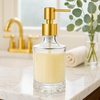 image:imageOGGI 10oz Faceted Glass Soap Dispenser with Satin Silver Pump  Elegant Refillable Oggi Soap Dispenser for Bathroom Kitchen Sink or Hand Sanitizer  RustResistant Dispenser PumpClear