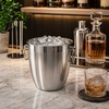 image:imageOGGI Stainless Steel Ice Bucket 3 Liter 32 Qt Classic Ice Bucket with Handles for Parties amp Entertaining Unbreakable Bar Accessories for Indoor amp Outdoor Use