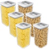 image:imageOggi Airtight Clear Fluted Canister Set of 6  Stackable Food Storage Containers with Lids Vintage Modern Farmhouse Style Kitchen Counter amp Pantry Organization Size  6 x 6425 fl oz  16 LtClear