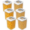 image:imageOggi Airtight Clear Fluted Canister Set of 6  Stackable Food Storage Containers with Lids Vintage Modern Farmhouse Style Kitchen Counter amp Pantry Organization Size  6 x 6425 fl oz  16 LtClear