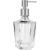 image:imageOGGI 10oz Faceted Glass Soap Dispenser with Satin Silver Pump  Elegant Refillable Oggi Soap Dispenser for Bathroom Kitchen Sink or Hand Sanitizer  RustResistant Dispenser PumpSilver Pump