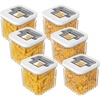image:imageOggi Airtight Clear Fluted Canister Set of 6  Stackable Food Storage Containers with Lids Vintage Modern Farmhouse Style Kitchen Counter amp Pantry Organization Size  6 x 6425 fl oz  16 LtClear