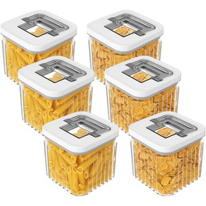 image:imageOggi Airtight Clear Fluted Canister Set of 6  Stackable Food Storage Containers with Lids Vintage Modern Farmhouse Style Kitchen Counter amp Pantry Organization Size  6 x 6425 fl oz  16 LtClear